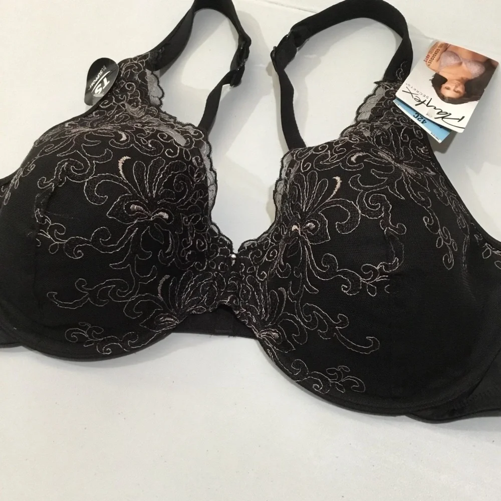 Playtex Secrets Black Underwire Bra 4523 with Embroidery Detail New with tag - Picture 6 of 7